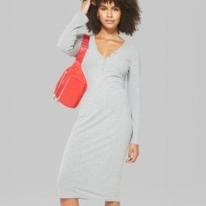 Wild Fable Women's Long Sleeve Henley Midi Dress
